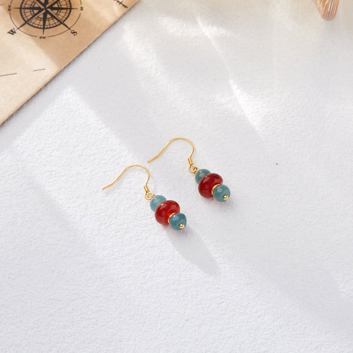Buddha Stones Jade Red Agate 925 Sterling Silver Luck Earrings - image 8