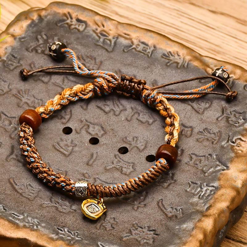 Buddha Stones Handmade Tibetan Zakiram Goddess Of Wealth Wood Protection Braided Bracelet - Brown Rope(Wrist Circumference: 15-17cm) - image 7