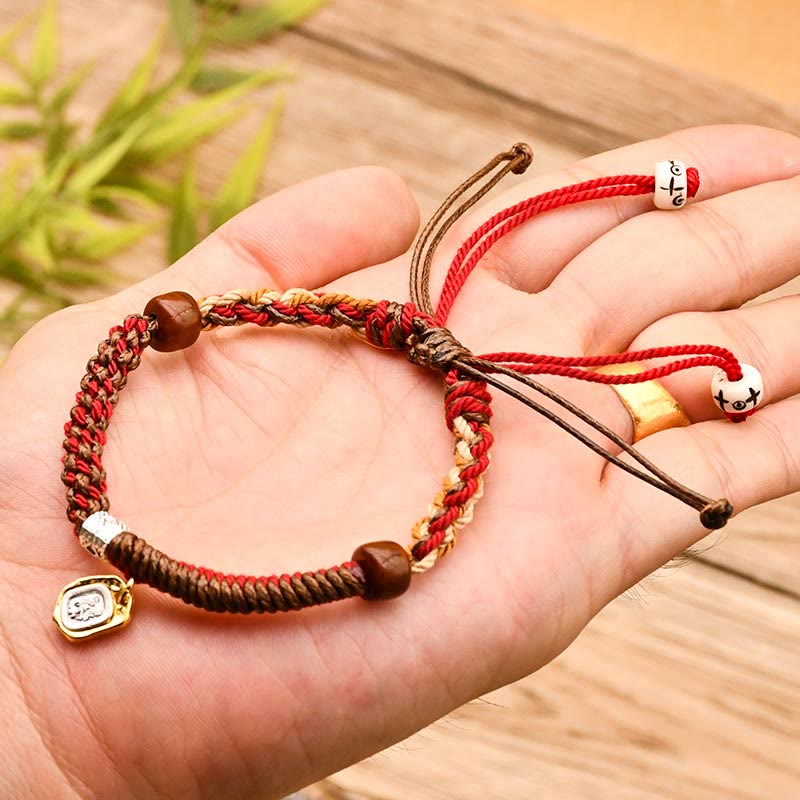 Buddha Stones Handmade Tibetan Zakiram Goddess Of Wealth Wood Protection Braided Bracelet - Red Rope(Wrist Circumference: 15-17cm) - image 9