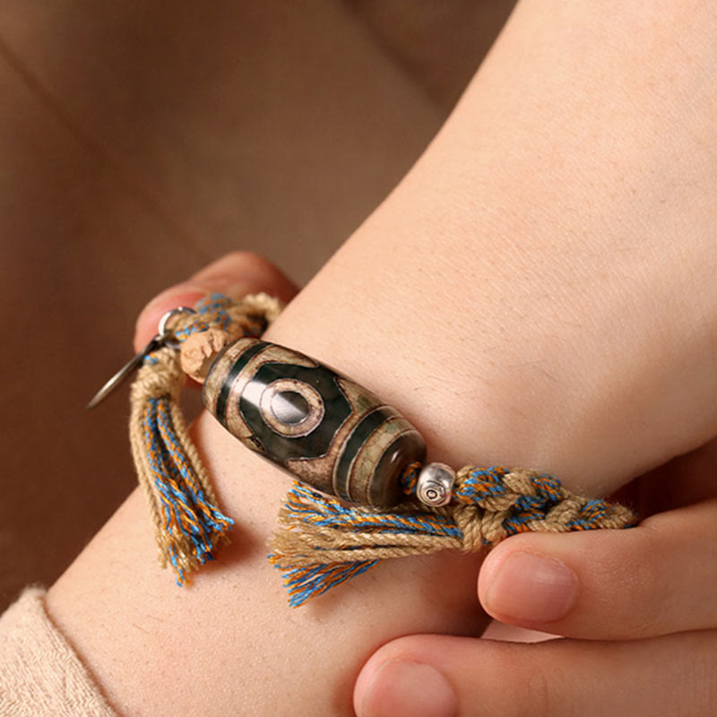Buddha Stones Tibetan Dzi Bead Wealth  Protection Braided Bracelet - image 4