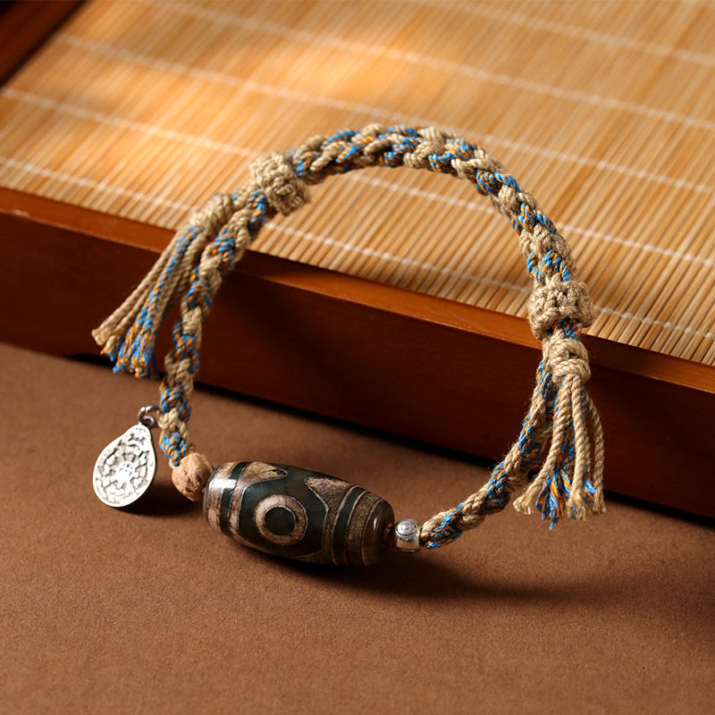 Buddha Stones Tibetan Dzi Bead Wealth  Protection Braided Bracelet - image 3