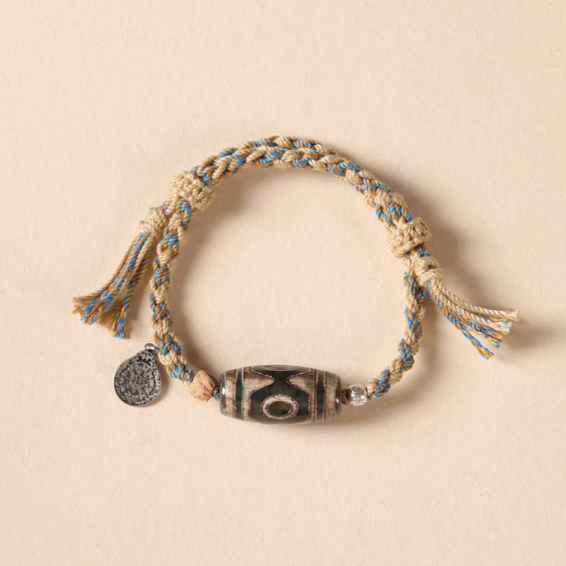 Buddha Stones Tibetan Dzi Bead Wealth  Protection Braided Bracelet - Dzi Bead(Wrist Circumference 14-16cm) - image 0