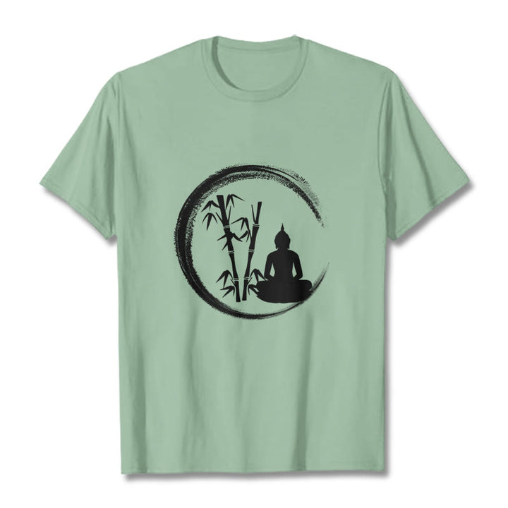 Buddha Stones Zen Buddha Statue Sitting Bamboo Meditation Tee T-shirt - PaleGreen - 2XL - image 14