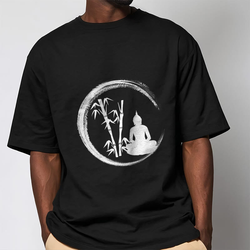 Buddha Stones Zen Buddha Statue Sitting Bamboo Meditation Tee T-shirt - image 1