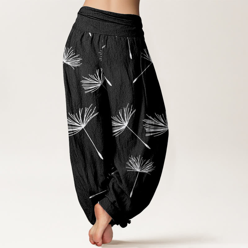 Buddha Stones Casual Cdrifting Dandelion Seed Pattern Women's Elastic Waist Harem Pants - image 1