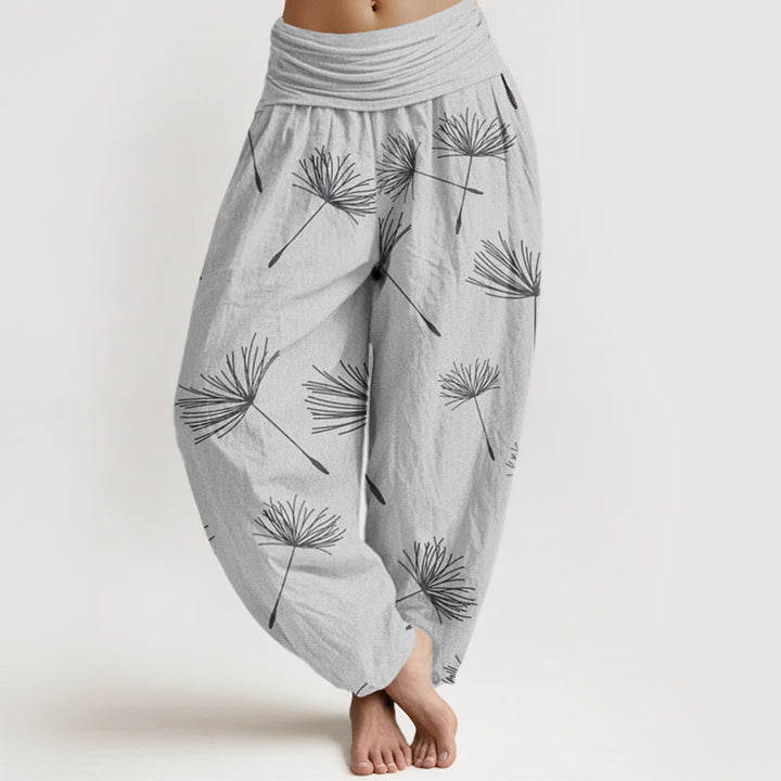 Buddha Stones Casual Cdrifting Dandelion Seed Pattern Women's Elastic Waist Harem Pants - Gainsboro - US22，UK/AU26，EU54 (6XL) - image 4