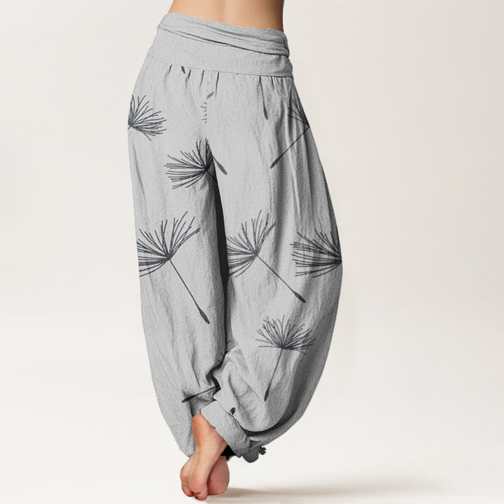 Buddha Stones Casual Cdrifting Dandelion Seed Pattern Women's Elastic Waist Harem Pants - image 5