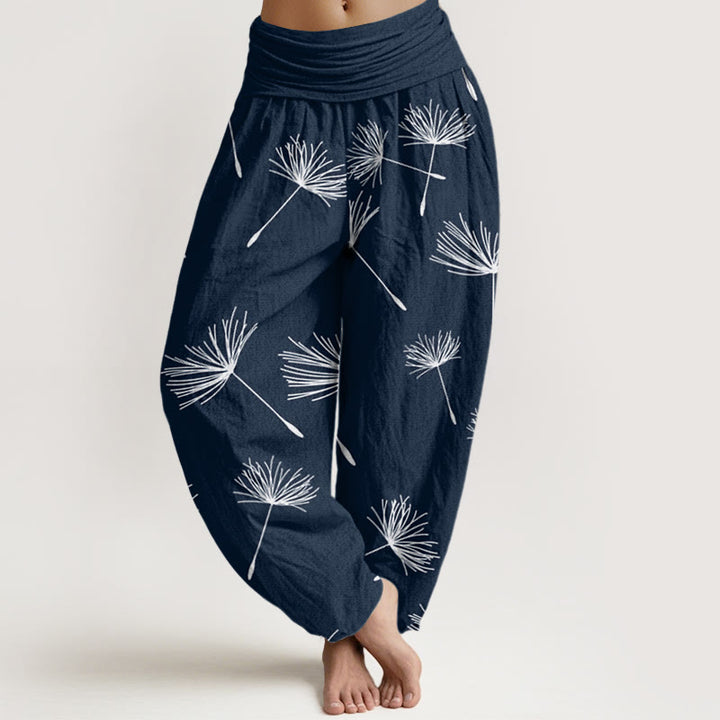 Buddha Stones Casual Cdrifting Dandelion Seed Pattern Women's Elastic Waist Harem Pants - MidnightBlue - US22，UK/AU26，EU54 (6XL) - image 7