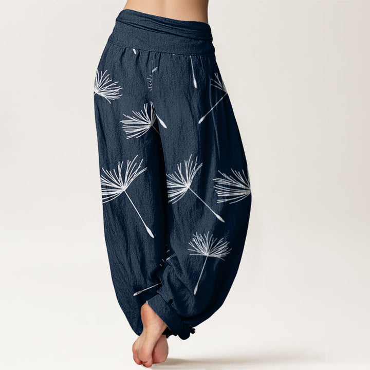 Buddha Stones Casual Cdrifting Dandelion Seed Pattern Women's Elastic Waist Harem Pants - image 8