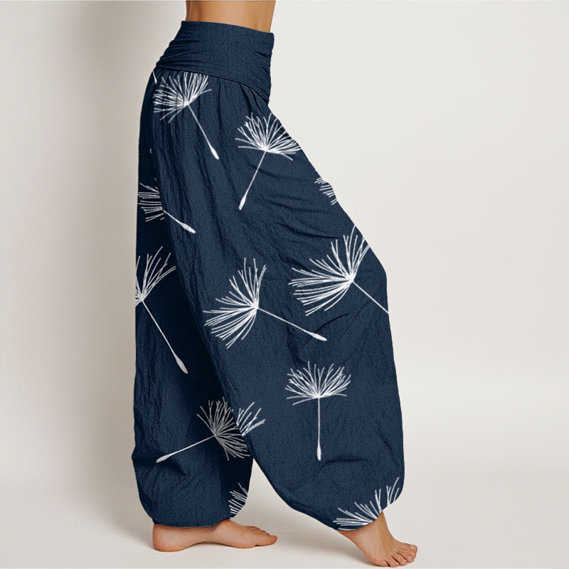 Buddha Stones Casual Cdrifting Dandelion Seed Pattern Women's Elastic Waist Harem Pants - image 9