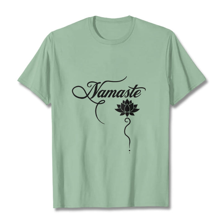 Buddha Stones HELLO Hindi Lotus Tee T-shirt - PaleGreen - 2XL - image 14