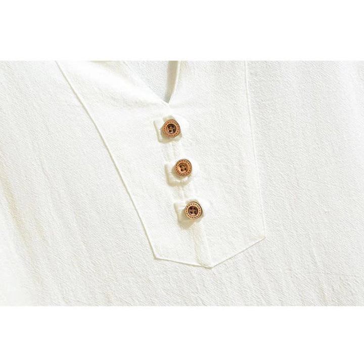 Buddha Stones 2Pcs Short Sleeve T-Shirt Drawstring Short Pants With Pockets Men's Cotton Linen Meditation Cloth Set - image 6