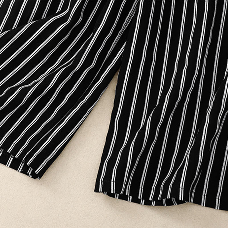 Buddha Stones Casual Acrylic Stripe Lace-up Women's Wide Leg Pants With Pockets - image 3