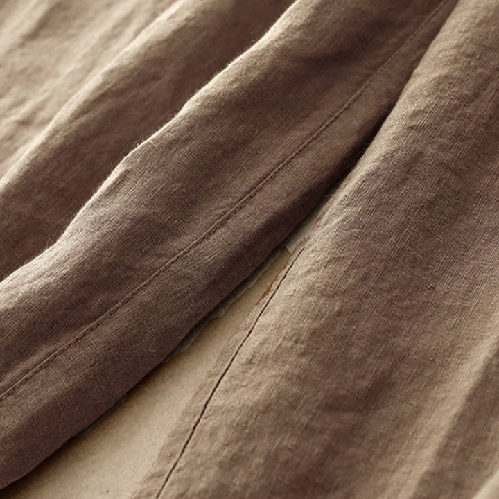 Buddha Stones Summer Plain Casual 7-8 Length Lace-up Women's Cotton Linen Harem Pants With Pockets - image 5