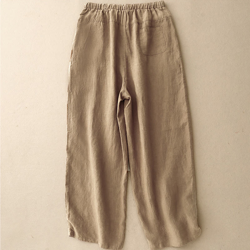 Buddha Stones Summer Plain Casual 7-8 Length Lace-up Women's Cotton Linen Harem Pants With Pockets - image 1