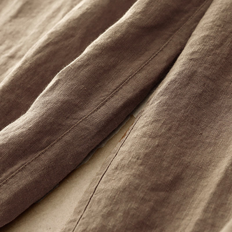 Buddha Stones Summer Plain Casual 7-8 Length Lace-up Women's Cotton Linen Harem Pants With Pockets - image 5