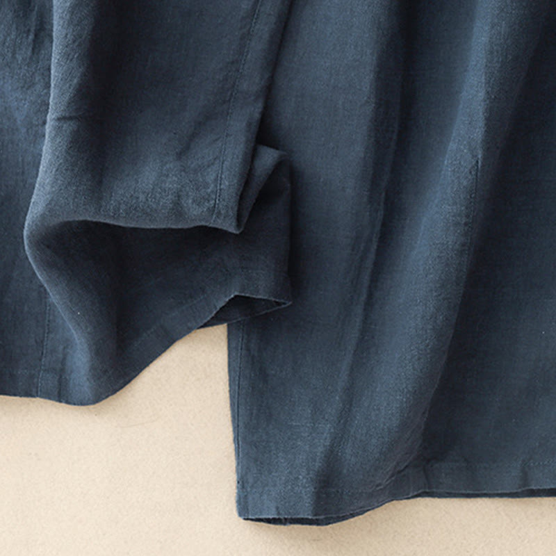 Buddha Stones Summer Plain Casual 7-8 Length Lace-up Women's Cotton Linen Harem Pants With Pockets - image 14