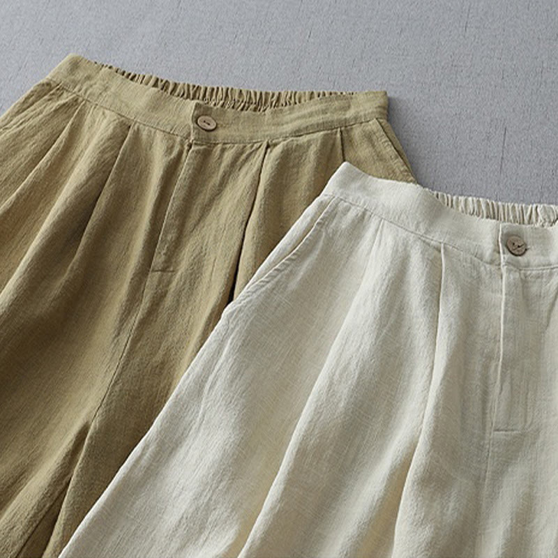 Buddha Stones Casual Plain Loose 7-8 Length Women's Polyester Wide Leg Pants With Pockets - image 17