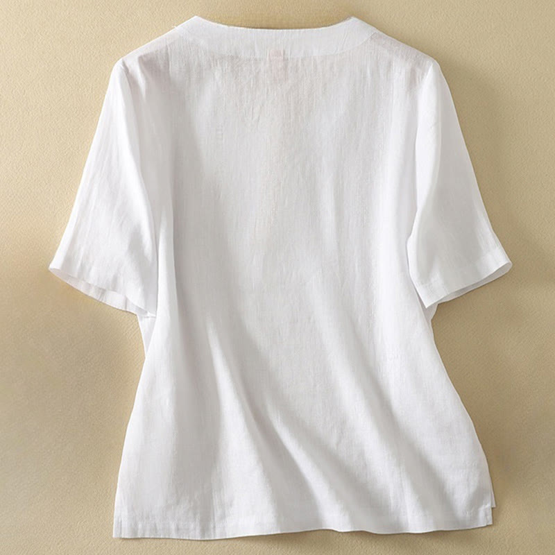 Buddha Stones Summer Casual Plain Women's V-neck Design Half Sleeve T-shirt - image 11