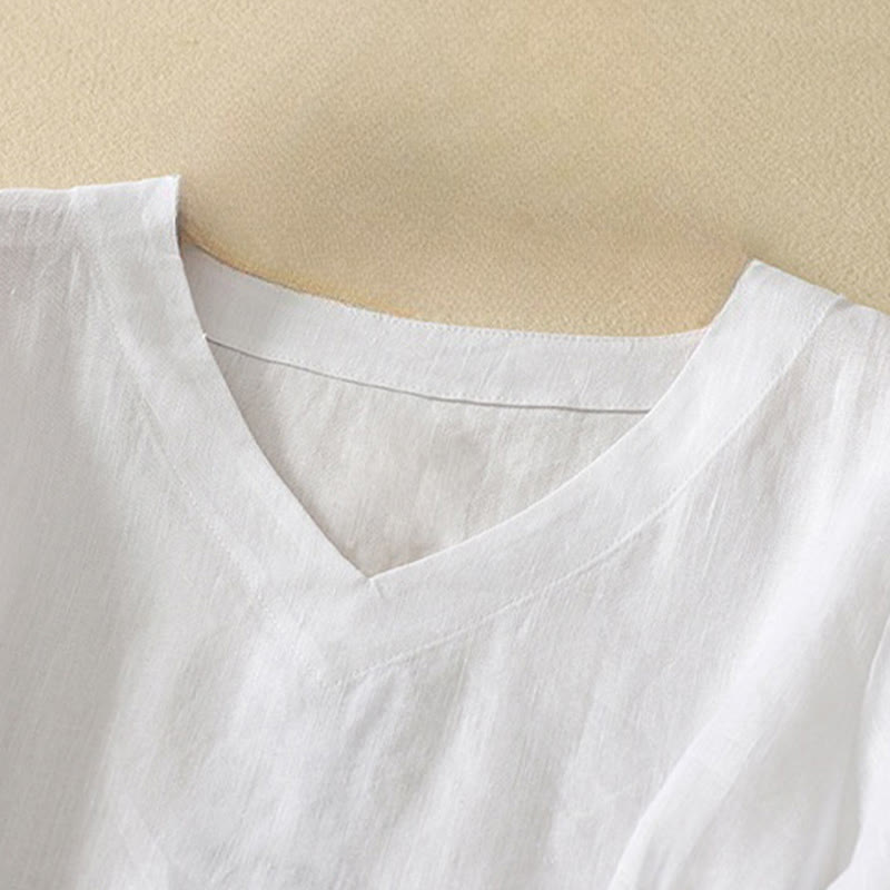 Buddha Stones Summer Casual Plain Women's V-neck Design Half Sleeve T-shirt - image 12