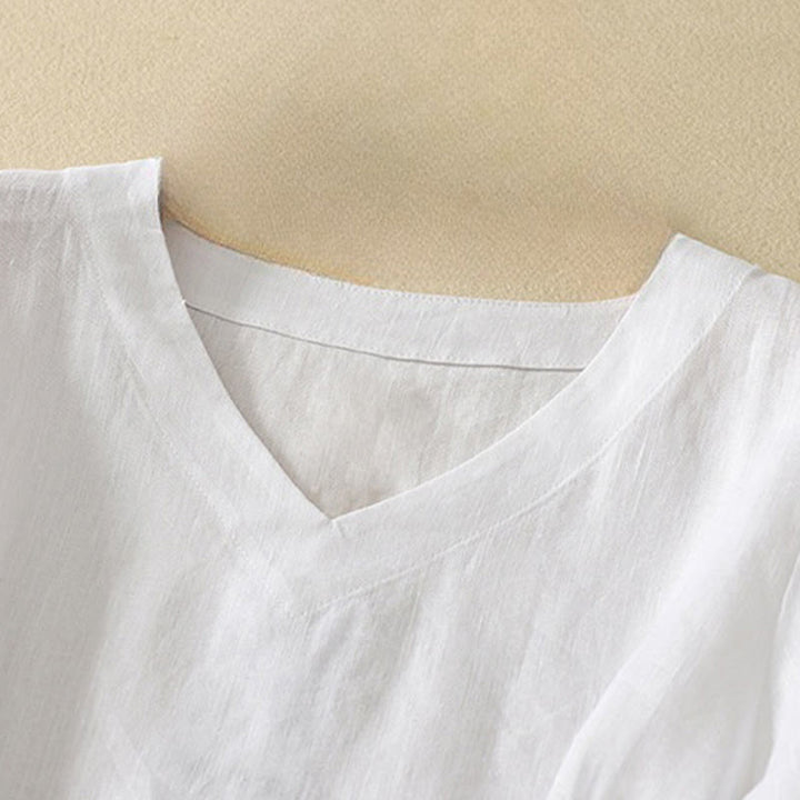 Buddha Stones Summer Casual Plain Women's V-neck Design Half Sleeve T-shirt - image 12