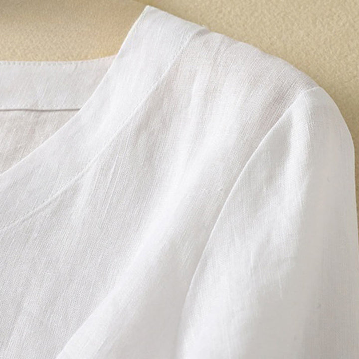 Buddha Stones Summer Casual Plain Women's V-neck Design Half Sleeve T-shirt - image 18