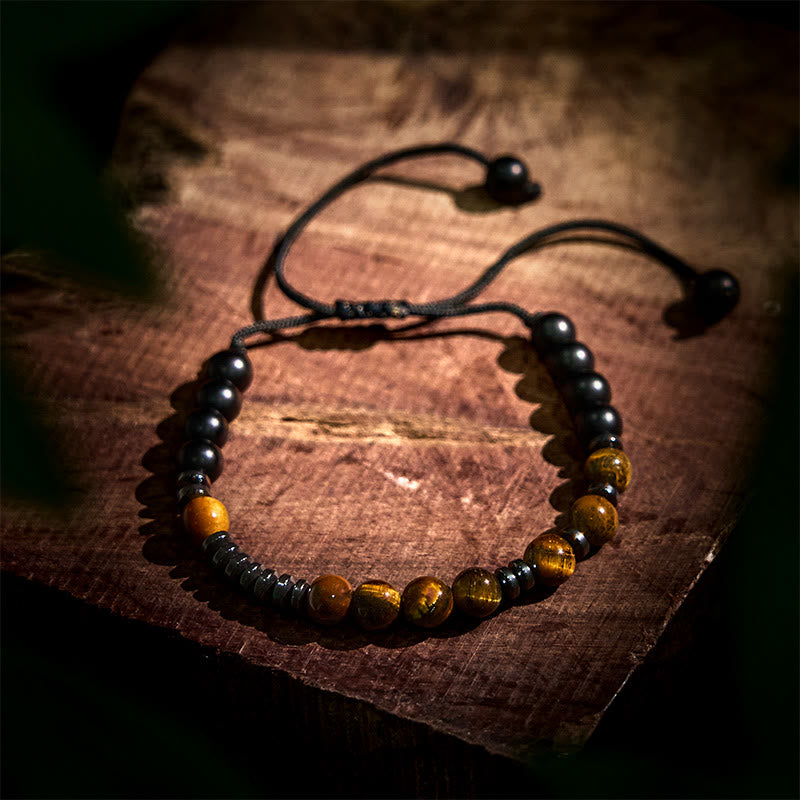 Buddha Stones 3Pcs Tiger Eye Lava Rock Protection Bracelet Set - image 8