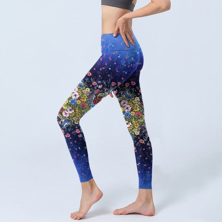 Buddha Stones Gradient Color Flower Pattern Print Gym Leggings Women's Yoga Pants - image 2