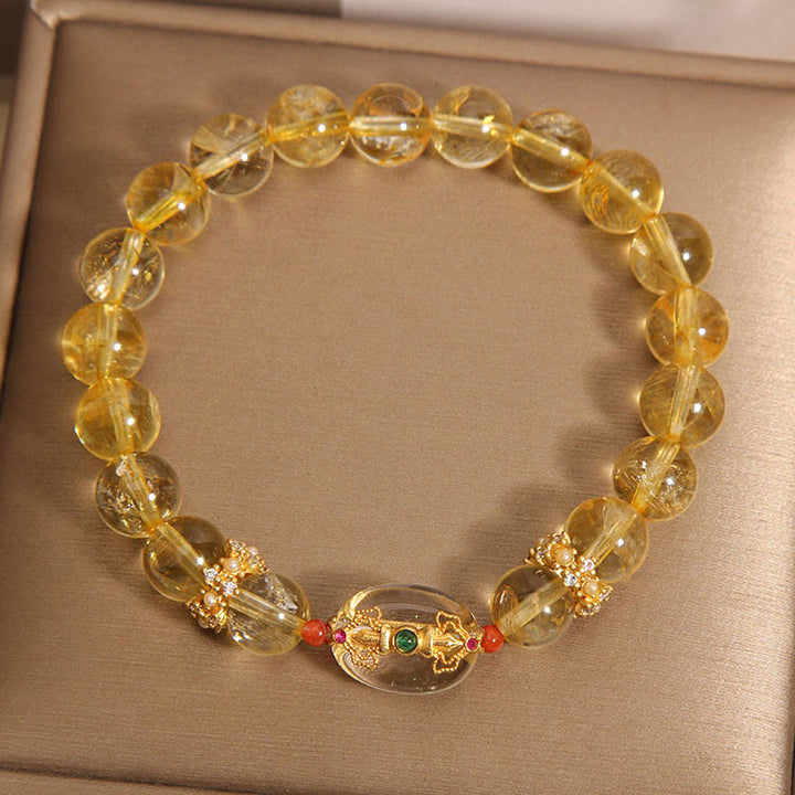 Buddha Stones Natural Golden Rutilated Quartz Beads Auspiciousness Bracelet - image 6