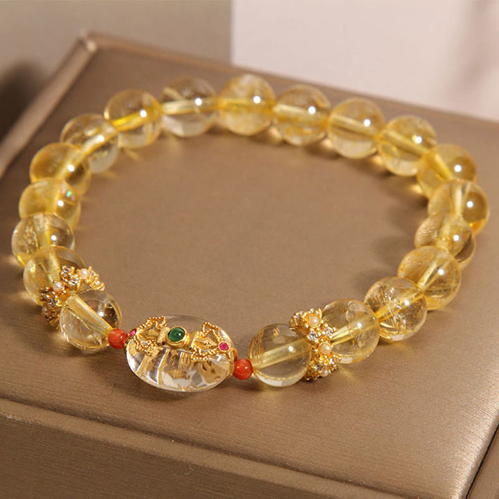 Buddha Stones Natural Golden Rutilated Quartz Beads Auspiciousness Bracelet - image 4