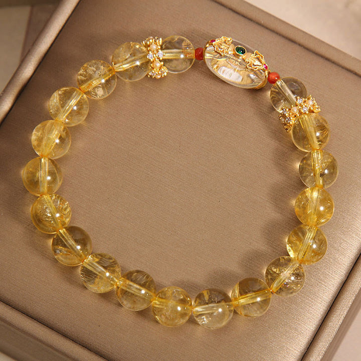 Buddha Stones Natural Golden Rutilated Quartz Beads Auspiciousness Bracelet - image 7