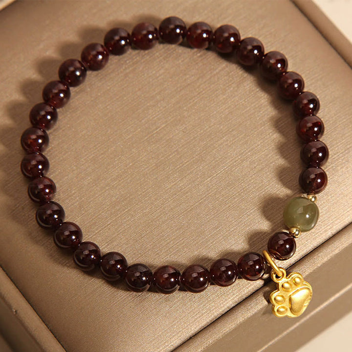 Buddha Stones Cat's Paw Garnet Hetian Jade Beads Purification Bracelet - image 4
