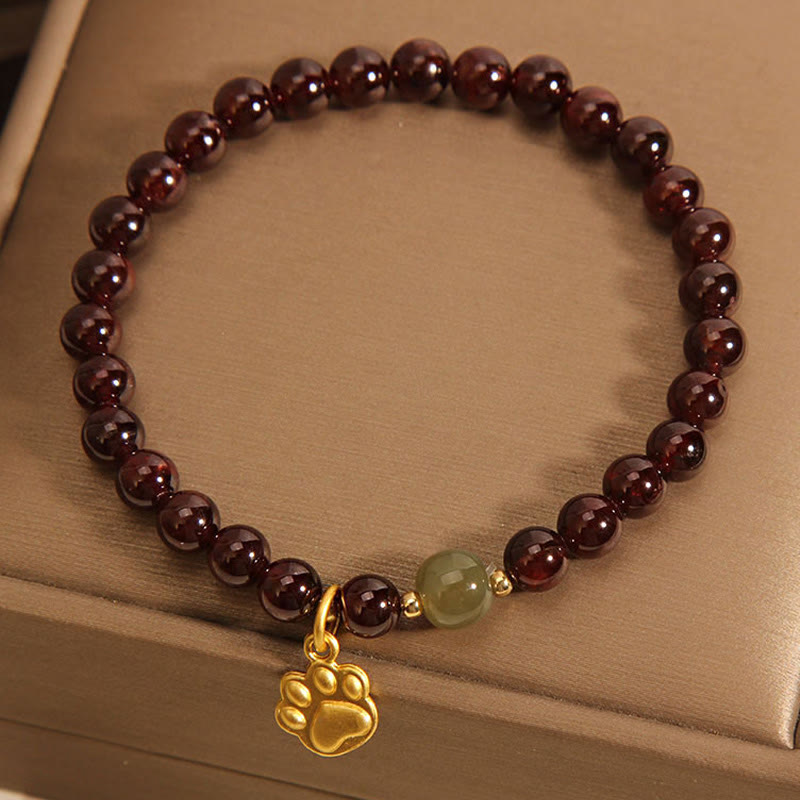 Buddha Stones Cat's Paw Garnet Hetian Jade Beads Purification Bracelet - image 2