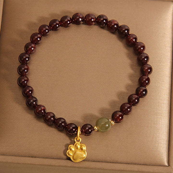 Buddha Stones Cat's Paw Garnet Hetian Jade Beads Purification Bracelet - image 3