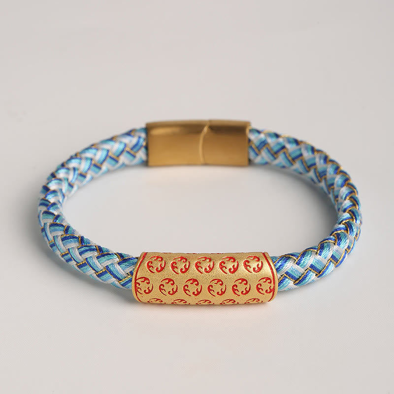 Buddha Stones Tibetan Hot Wheels Various Colors Rope Diamond Knot Luck Buckle Bracelet - Blue Rope - 20cm - image 8