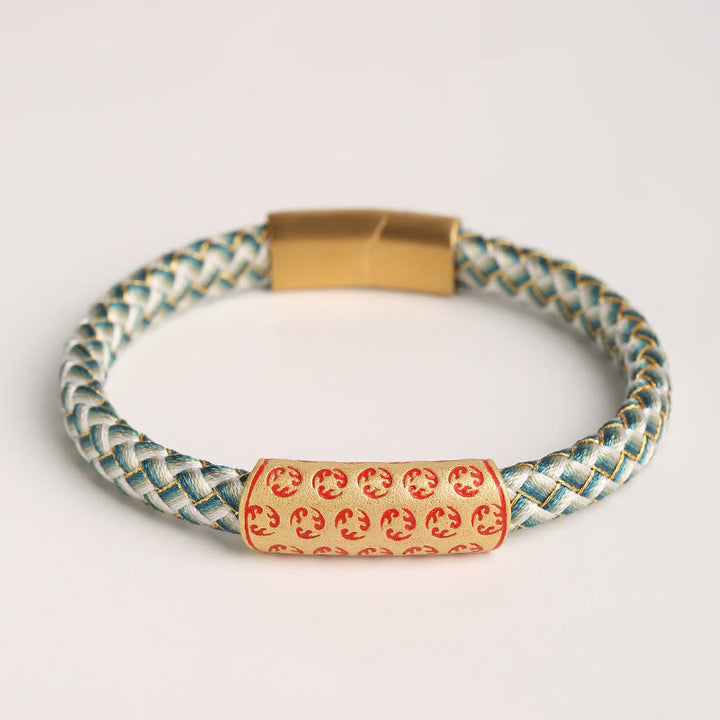 Buddha Stones Tibetan Hot Wheels Various Colors Rope Diamond Knot Luck Buckle Bracelet - Green Rope - 20cm - image 9