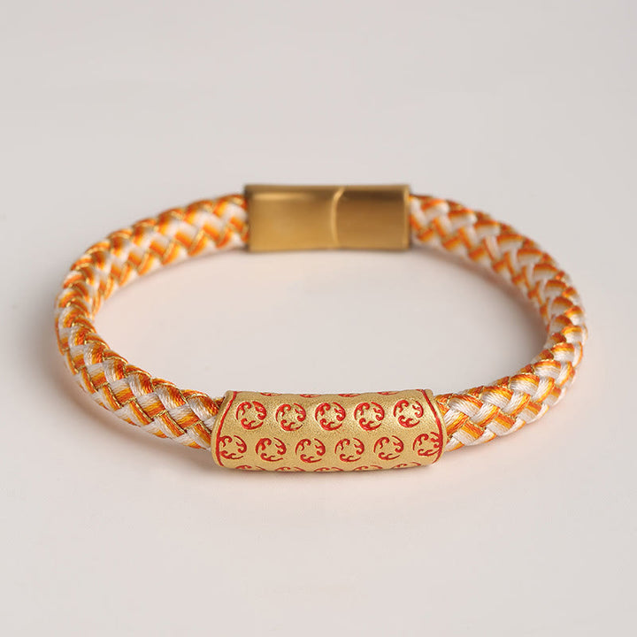 Buddha Stones Tibetan Hot Wheels Various Colors Rope Diamond Knot Luck Buckle Bracelet - Orange Rope - 20cm - image 5
