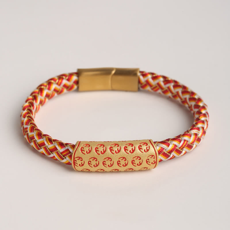 Buddha Stones Tibetan Hot Wheels Various Colors Rope Diamond Knot Luck Buckle Bracelet - Red Rope - 20cm - image 1