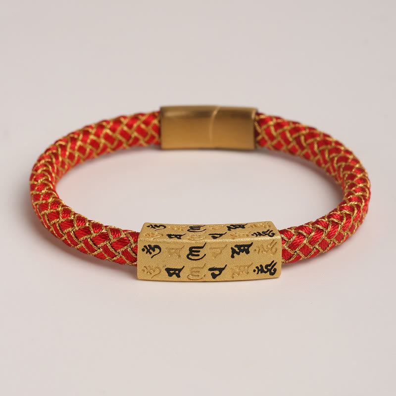 Buddha Stones Tibetan Om Mani Padme Hum Various Colors Rope Gold Thread Diamond Knot Luck Buckle Bracelet - image 1
