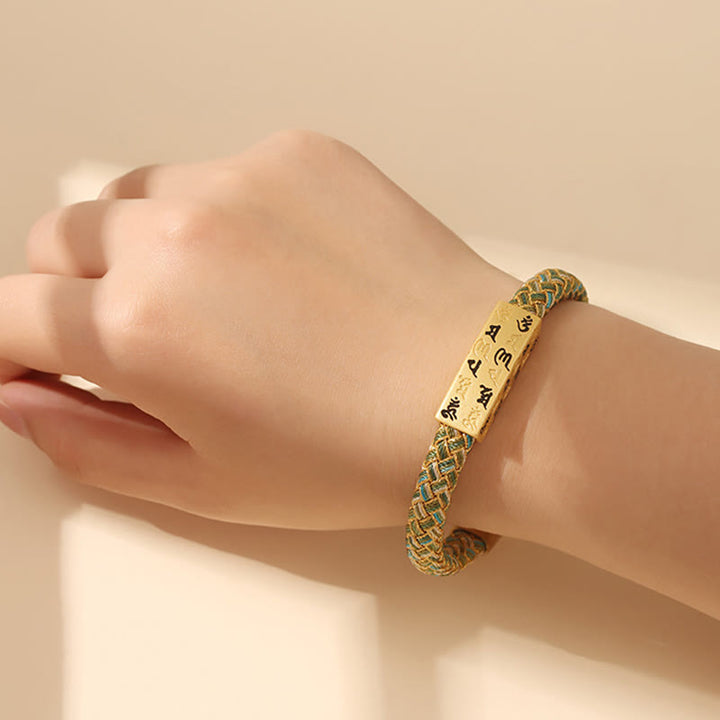 Buddha Stones Tibetan Om Mani Padme Hum Various Colors Rope Gold Thread Diamond Knot Luck Buckle Bracelet - image 14