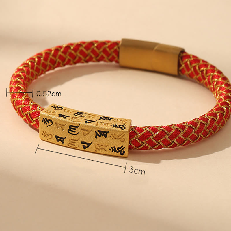Buddha Stones Tibetan Om Mani Padme Hum Various Colors Rope Gold Thread Diamond Knot Luck Buckle Bracelet - image 2
