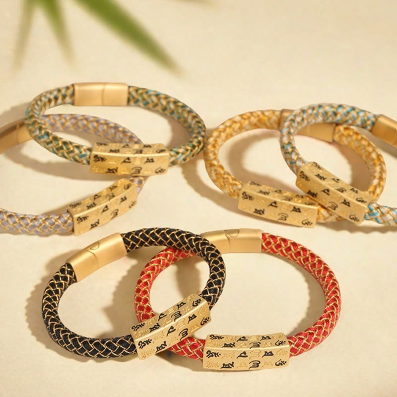 Buddha Stones Tibetan Om Mani Padme Hum Various Colors Rope Gold Thread Diamond Knot Luck Buckle Bracelet - image 15