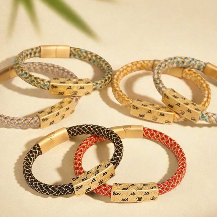 Buddha Stones Tibetan Om Mani Padme Hum Various Colors Rope Gold Thread Diamond Knot Luck Buckle Bracelet - image 15