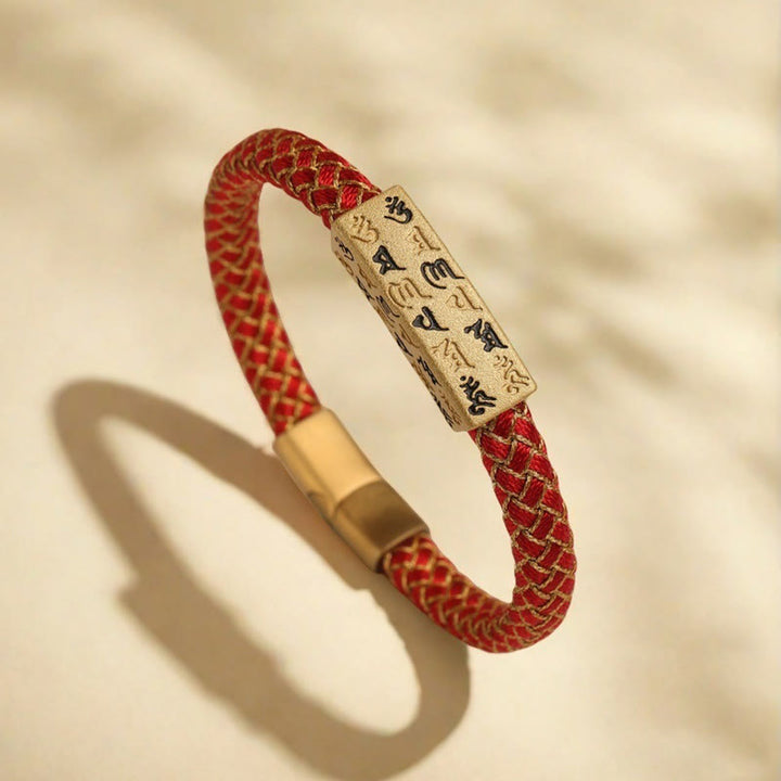 Buddha Stones Tibetan Om Mani Padme Hum Various Colors Rope Gold Thread Diamond Knot Luck Buckle Bracelet - image 16