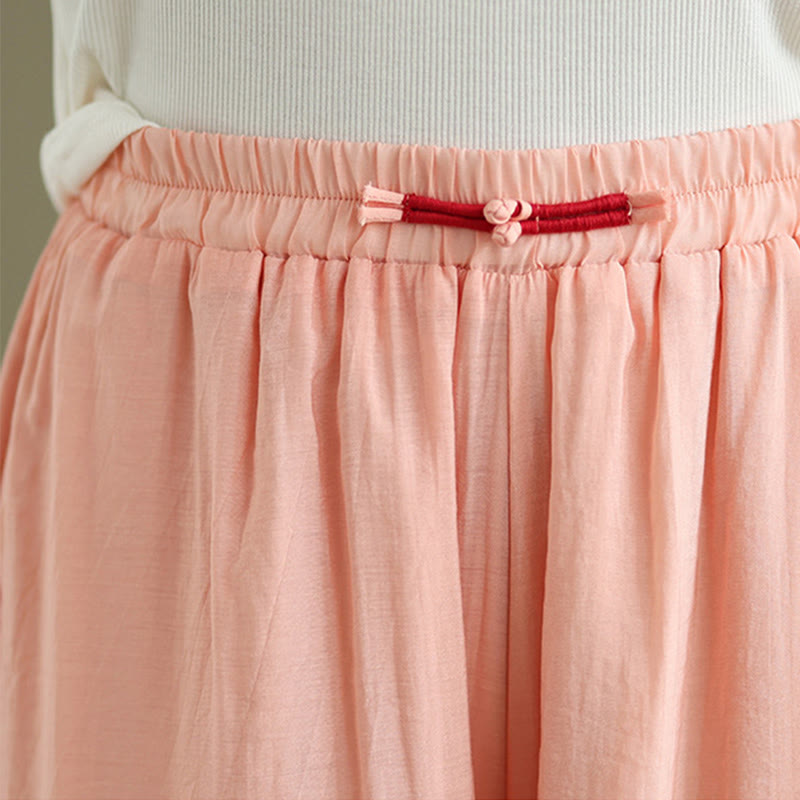 Buddha Stones Casual Vintage Side Slit Hem Design Cotton Linen Women's Wide Leg Pants With Pockets - image 4