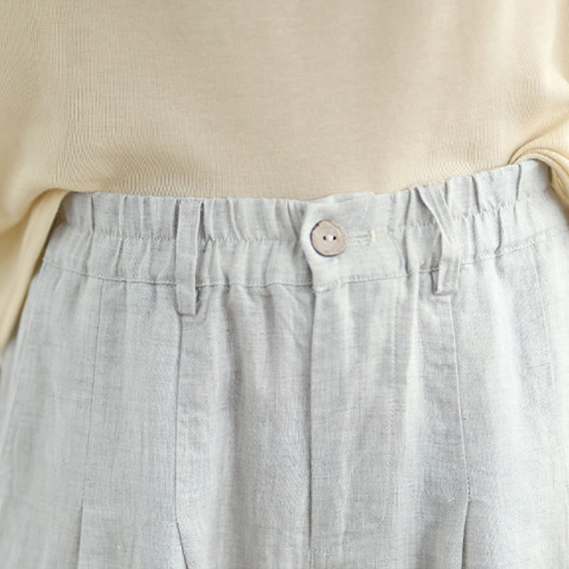 Buddha Stones Casual Summer Solid Color High Waist Women's Cotton Linen Harem Pants With Pockets - image 5