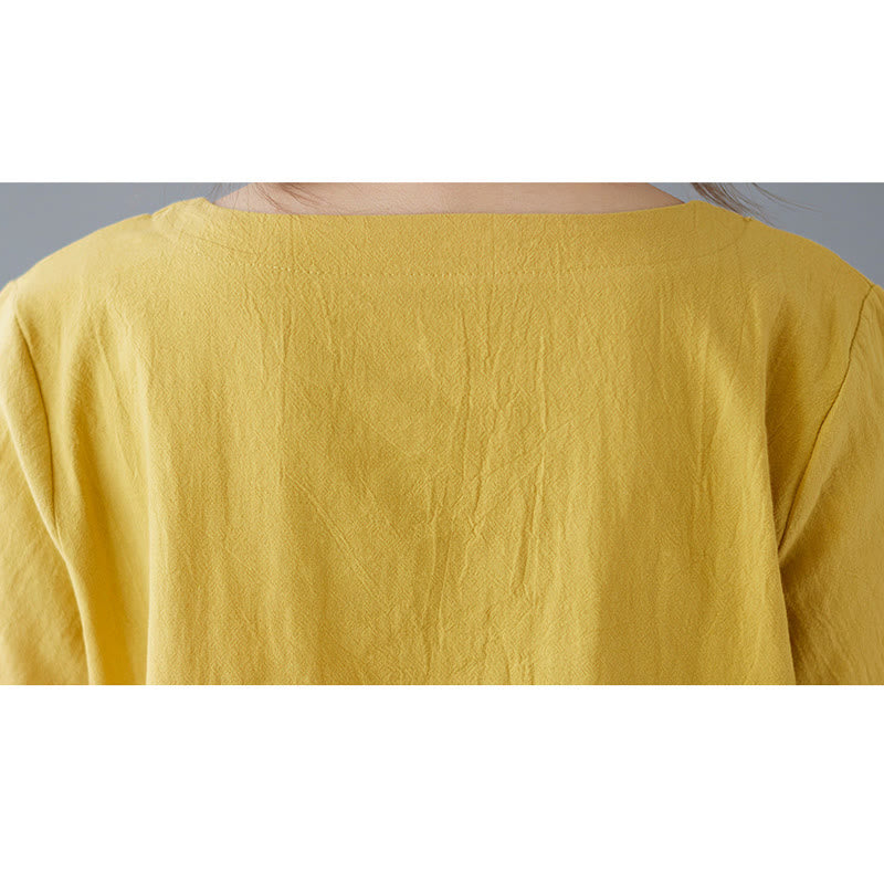 Buddha Stones Side Slit Design Women's Cotton Polyester Crew Neck Short Sleeve T-Shirt Wtih Pocket - image 9