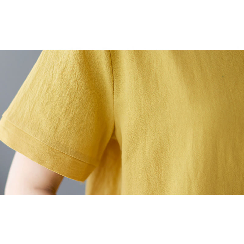 Buddha Stones Side Slit Design Women's Cotton Polyester Crew Neck Short Sleeve T-Shirt Wtih Pocket - image 10