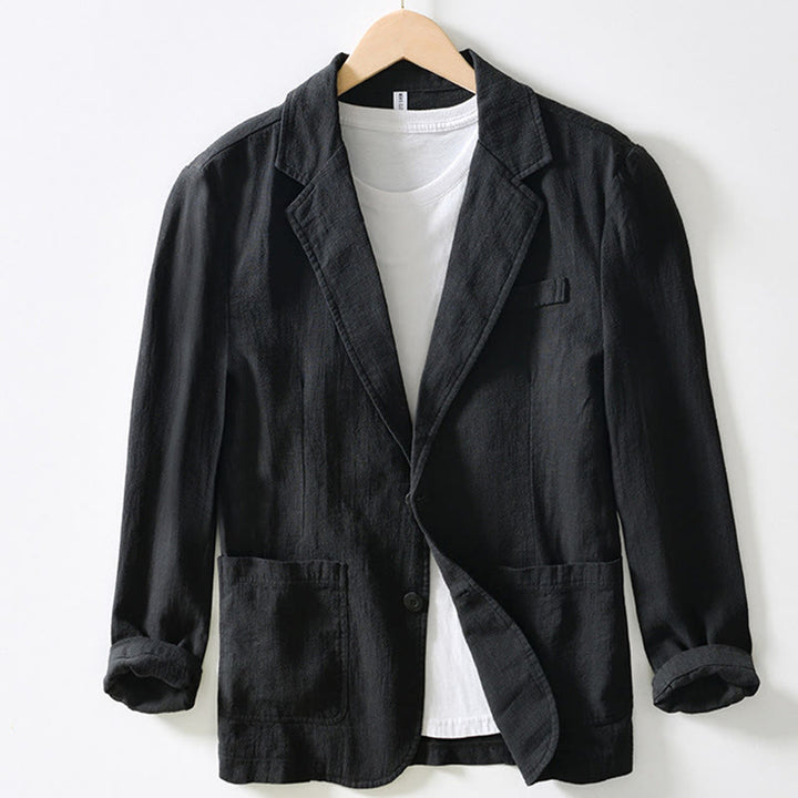 Buddha Stones Long Sleeve Button Placket Design Men's Cotton Linen Jacket Shirt With Pockets - Black - US/UK/AU44，EU54 (4XL) - image 15