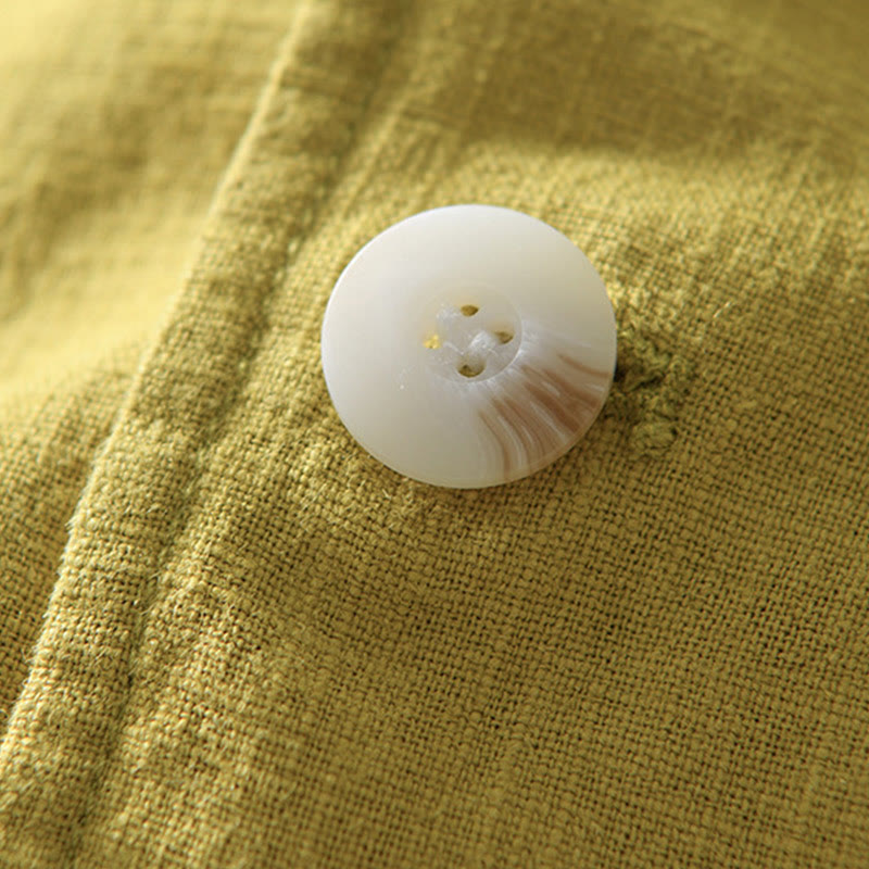 Buddha Stones Long Sleeve Button Placket Design Men's Cotton Linen Jacket Shirt With Pockets - image 25